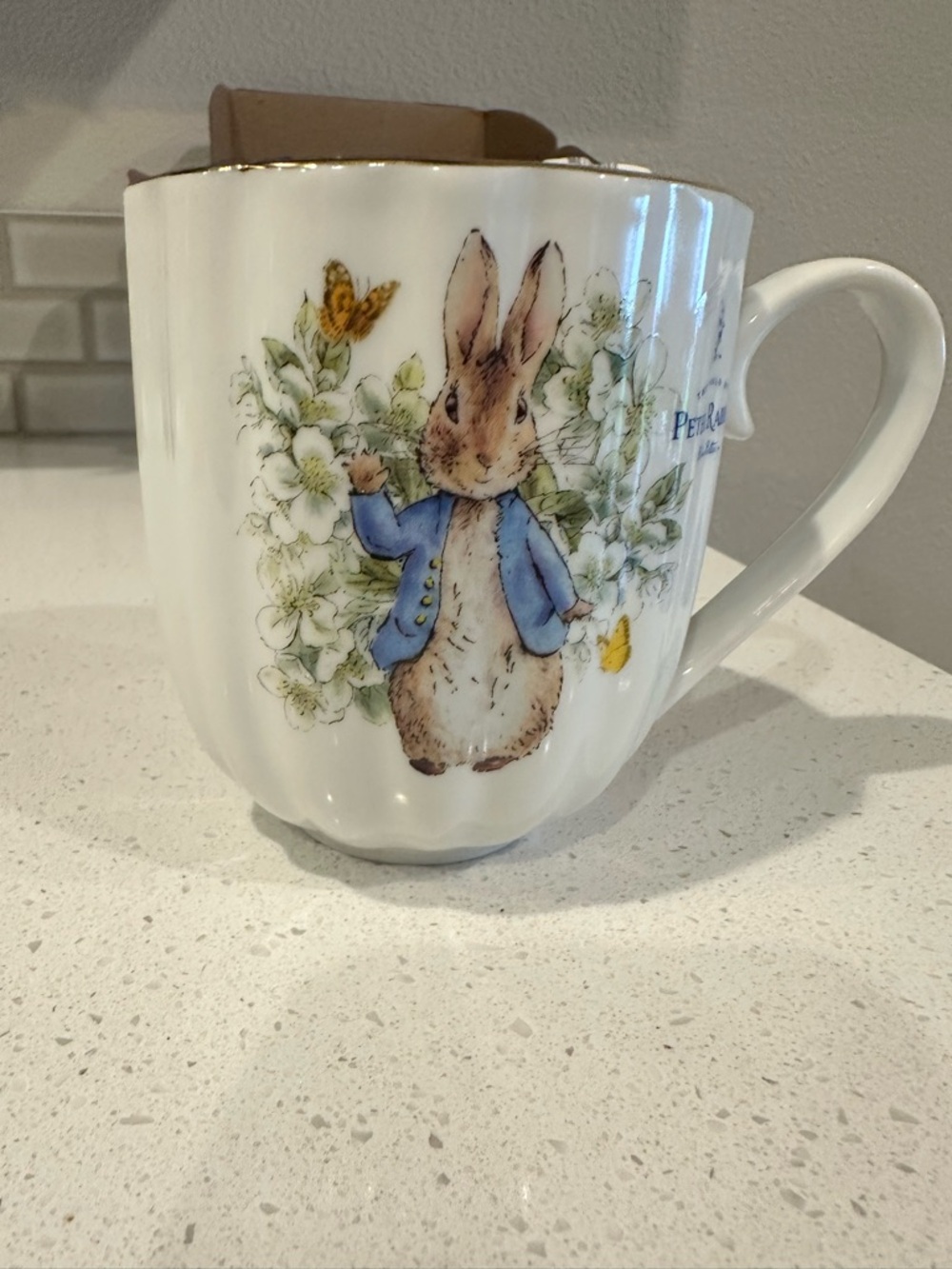 Peter Rabbit Ceramic Mug - White with Blue Accent